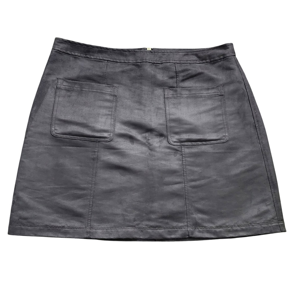 Old Navy Faux Suede Mini Skirt Women 16 Gray Solid A-Line Modern Classic 90s